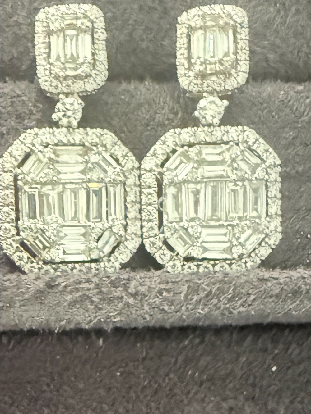 18k White Gold natural diamond Drop Earrings -2.4 ct